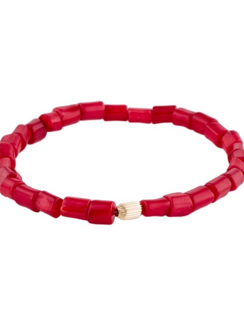 Coral Stretch Bracelet with 14k Gold Accent